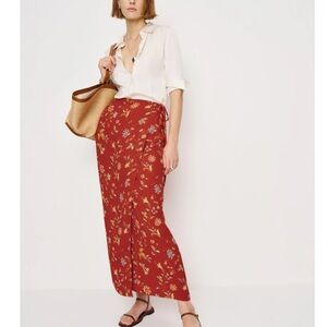 Reformation opal low waist Floral Red Maxi Skirt size 4
